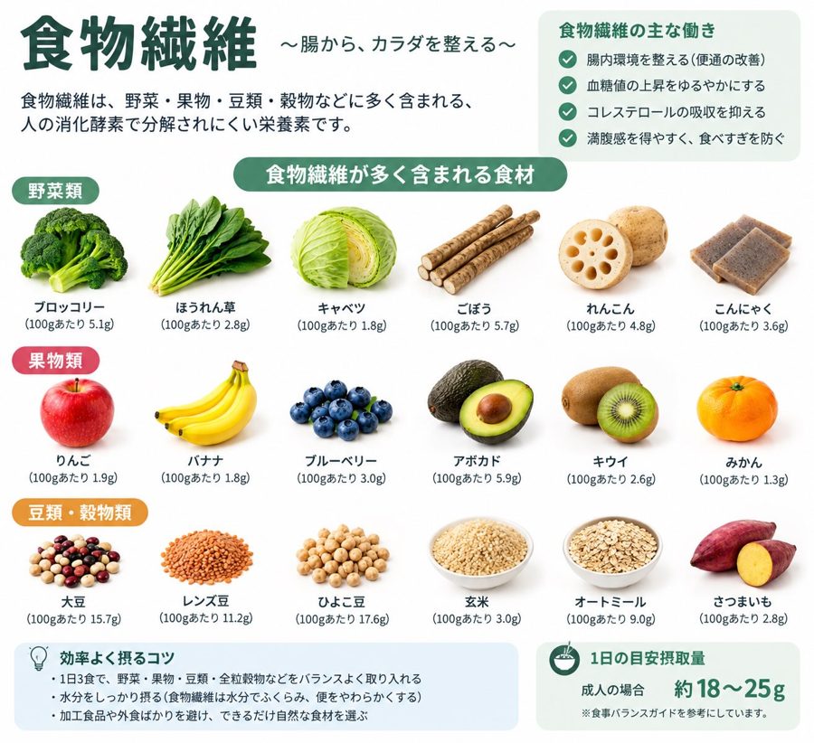 食物繊維が多く含まれる食材